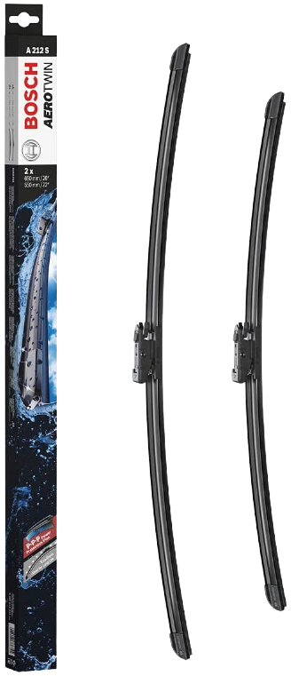 Bosch AeroTwin A212S 26"+22" premium wiper blades for Mercedes-Benz S-Class (W222, C217). Power Protection Plus rubber for silent, streak-free performance.