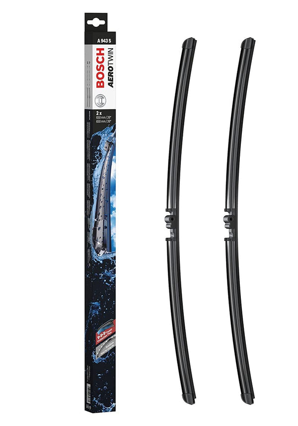 Bosch AeroTwin A943S 26"+26" premium wiper blades for VW Touareg & Porsche Cayenne. Power Protection Plus rubber for silent, streak-free performance.