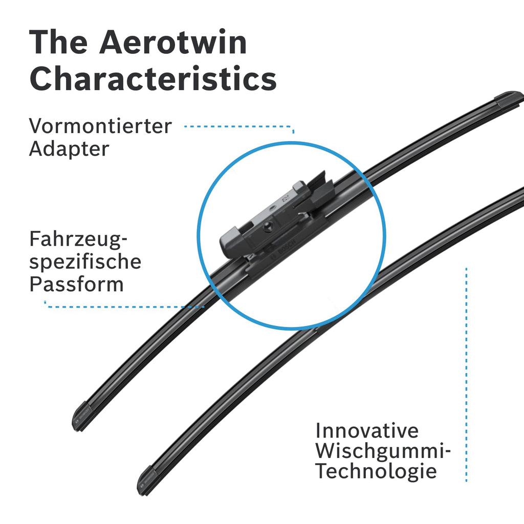 Bosch AeroTwin A955S Wiper Blades 24"+23" – All-Weather, Streak-Free (Fits BMW 5 Series E60/E61, 6 Series E63/E64, Alpina B5/B6)