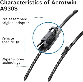 Bosch AeroTwin A930S Wiper Blades 24"+19" – All-Weather, Streak-Free (Fits Audi A3/S3, BMW 3 Series/X1/M3, Jaguar XF/XJ, Land Rover Freelander 2)